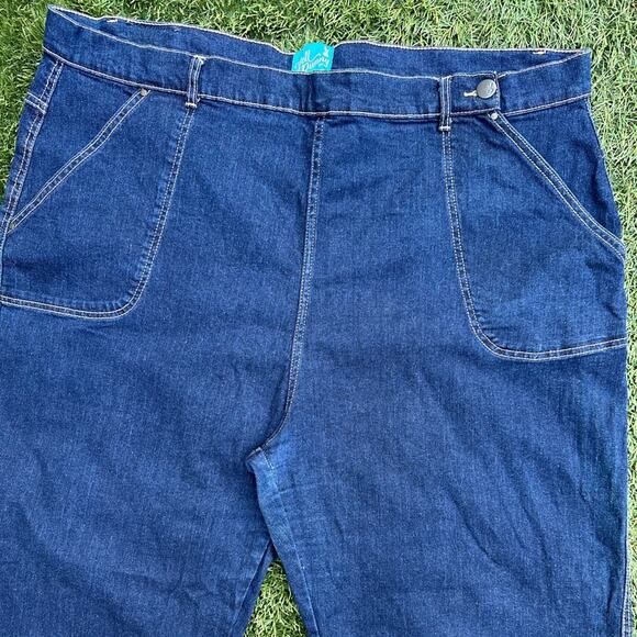 Hell Bunny Weston Denim Trousers Dark Wash Retro Style Plus Size Jeans 5XL - Picture 2 of 10